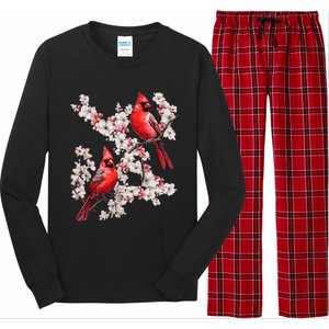 Beautiful Red Cardinal Birds Winter Scene Christmas Pajama Long Sleeve Pajama Set