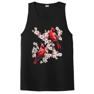 Beautiful Red Cardinal Birds Winter Scene Christmas Pajama PosiCharge Competitor Tank