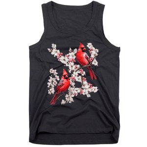 Beautiful Red Cardinal Birds Winter Scene Christmas Pajama Tank Top