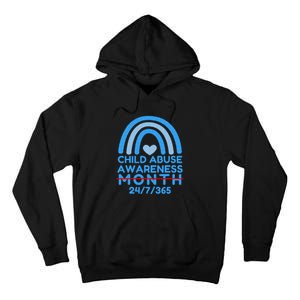 Blue Rainbow Child Abuse Prevention Awareness Month 247365 Tall Hoodie