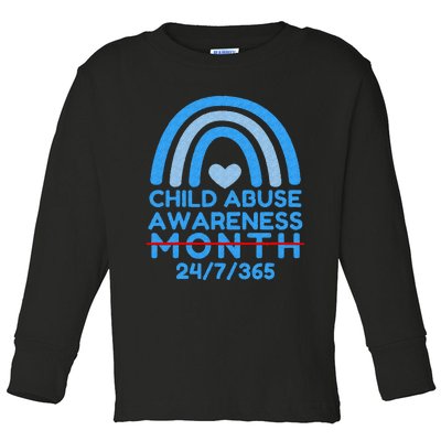 Blue Rainbow Child Abuse Prevention Awareness Month 247365 Toddler Long Sleeve Shirt