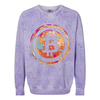 Bitcoin Retro Crypto Colorblast Crewneck Sweatshirt