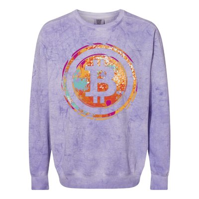 Bitcoin Retro Crypto Colorblast Crewneck Sweatshirt