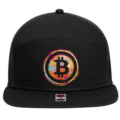 Bitcoin Retro Crypto 7 Panel Mesh Trucker Snapback Hat