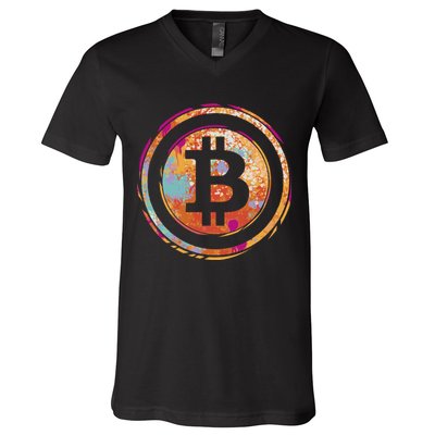 Bitcoin Retro Crypto V-Neck T-Shirt