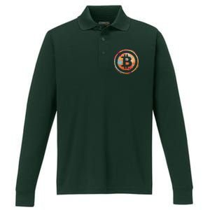 Bitcoin Retro Crypto Performance Long Sleeve Polo