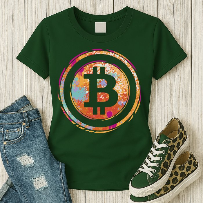 Bitcoin Retro Crypto Womens T-Shirt