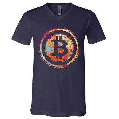 Bitcoin Retro Crypto V-Neck T-Shirt