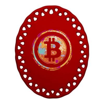 Bitcoin Retro Crypto Ceramic Oval Ornament