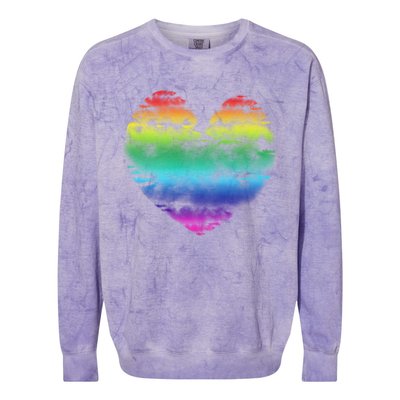 Big Rainbow Clouds Heart Tee Cute Valentines Day Gift Colorblast Crewneck Sweatshirt