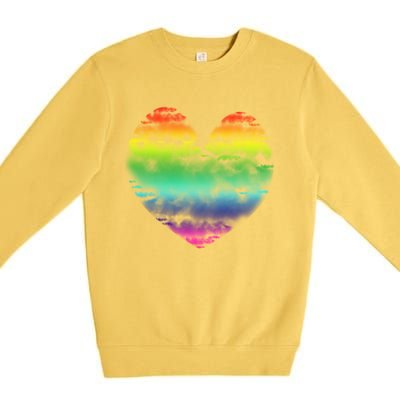 Big Rainbow Clouds Heart Tee Cute Valentines Day Gift Premium Crewneck Sweatshirt