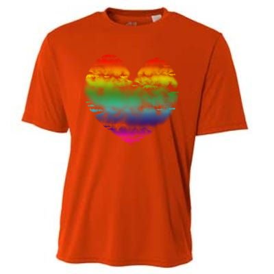 Big Rainbow Clouds Heart Tee Cute Valentines Day Gift Cooling Performance Crew T-Shirt