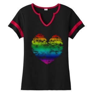 Big Rainbow Clouds Heart Tee Cute Valentines Day Gift Ladies Halftime Notch Neck Tee