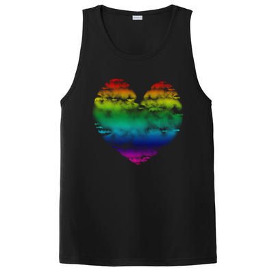 Big Rainbow Clouds Heart Tee Cute Valentines Day Gift PosiCharge Competitor Tank