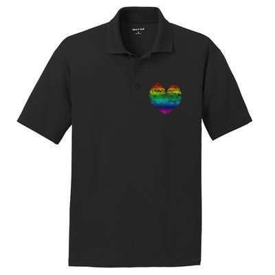 Big Rainbow Clouds Heart Tee Cute Valentines Day Gift PosiCharge RacerMesh Polo