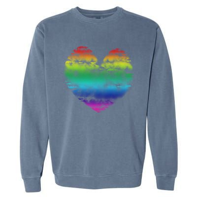 Big Rainbow Clouds Heart Tee Cute Valentines Day Gift Garment-Dyed Sweatshirt