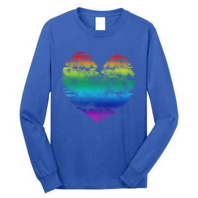 Big Rainbow Clouds Heart Tee Cute Valentines Day Gift Long Sleeve Shirt