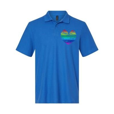 Big Rainbow Clouds Heart Tee Cute Valentines Day Gift Softstyle Adult Sport Polo