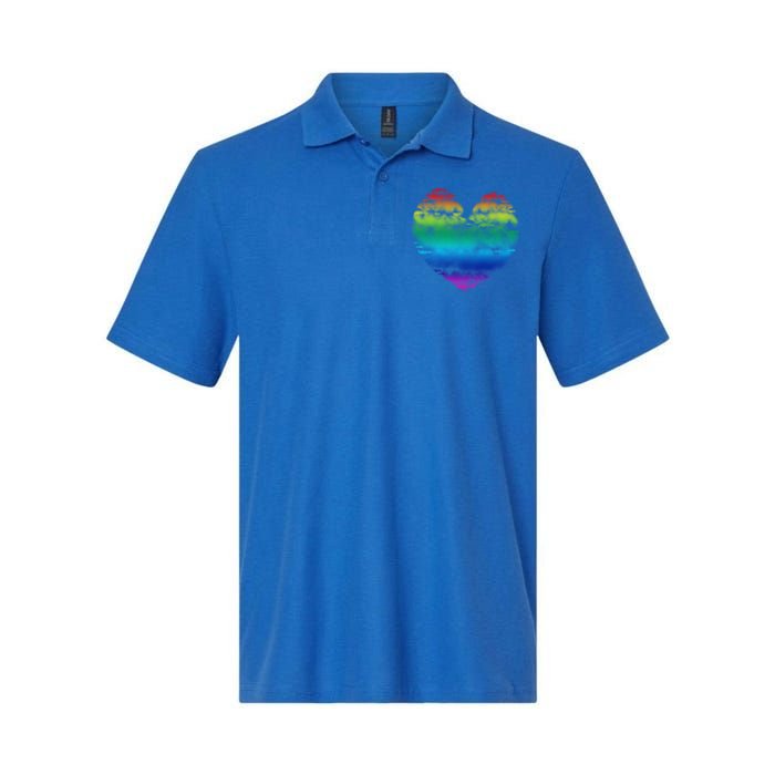 Big Rainbow Clouds Heart Tee Cute Valentines Day Gift Softstyle Adult Sport Polo