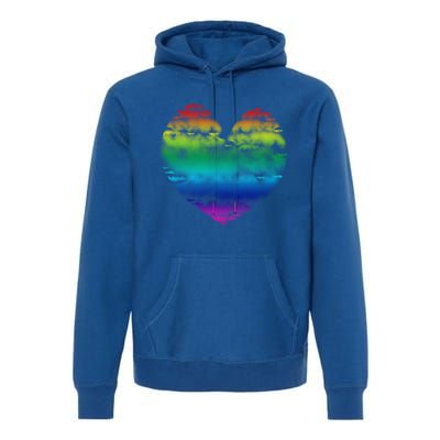 Big Rainbow Clouds Heart Tee Cute Valentines Day Gift Premium Hoodie