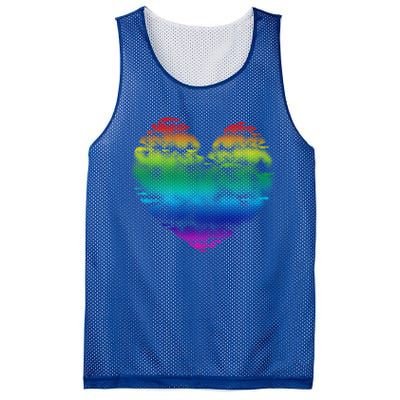 Big Rainbow Clouds Heart Tee Cute Valentines Day Gift Mesh Reversible Basketball Jersey Tank