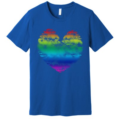 Big Rainbow Clouds Heart Tee Cute Valentines Day Gift Premium T-Shirt