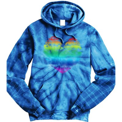 Big Rainbow Clouds Heart Tee Cute Valentines Day Gift Tie Dye Hoodie