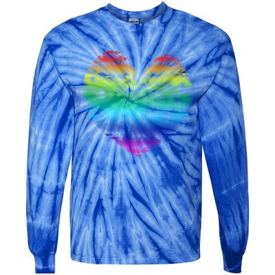 Big Rainbow Clouds Heart Tee Cute Valentines Day Gift Tie-Dye Long Sleeve Shirt