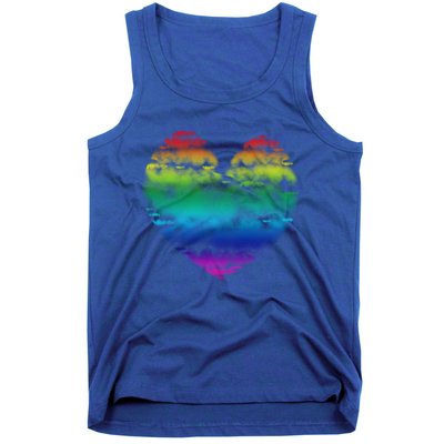 Big Rainbow Clouds Heart Tee Cute Valentines Day Gift Tank Top