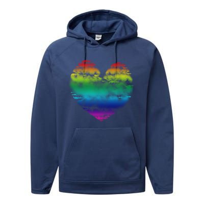 Big Rainbow Clouds Heart Tee Cute Valentines Day Gift Performance Fleece Hoodie