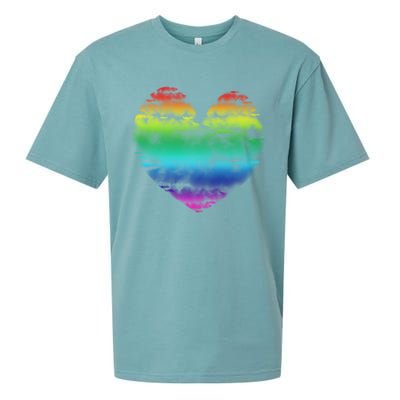 Big Rainbow Clouds Heart Tee Cute Valentines Day Gift Sueded Cloud Jersey T-Shirt