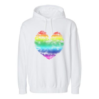 Big Rainbow Clouds Heart Tee Cute Valentines Day Gift Garment-Dyed Fleece Hoodie