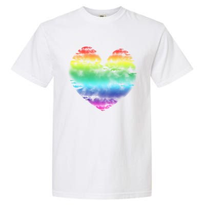 Big Rainbow Clouds Heart Tee Cute Valentines Day Gift Garment-Dyed Heavyweight T-Shirt