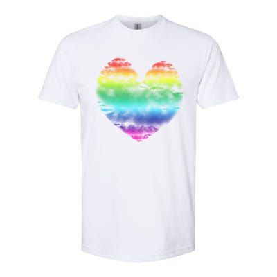 Big Rainbow Clouds Heart Tee Cute Valentines Day Gift Softstyle CVC T-Shirt