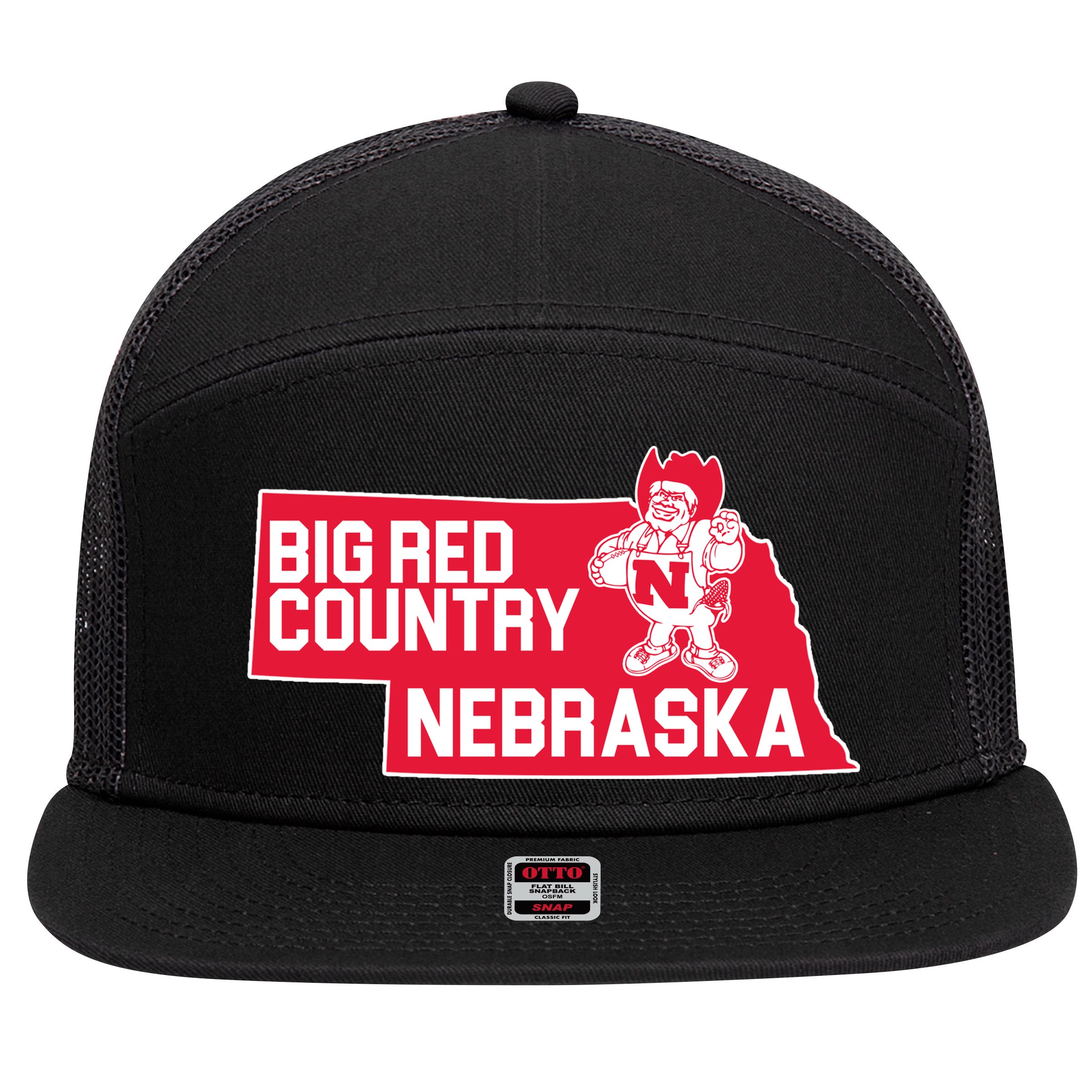 Big Red Country Nebraska 7 Panel Mesh Trucker Snapback Hat