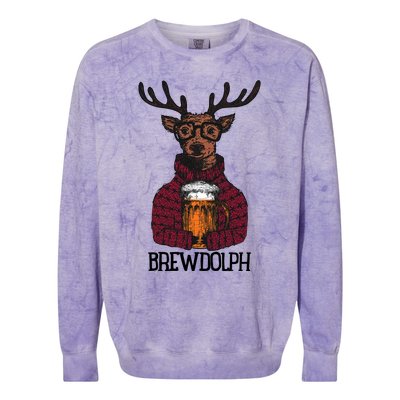 Brewdolph Reindeer Christmas Beer Lovers Meaningful Gift Colorblast Crewneck Sweatshirt