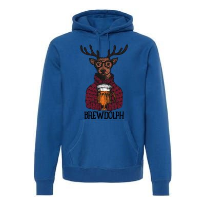 Brewdolph Reindeer Christmas Beer Lovers Meaningful Gift Premium Hoodie