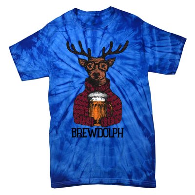 Brewdolph Reindeer Christmas Beer Lovers Meaningful Gift Tie-Dye T-Shirt