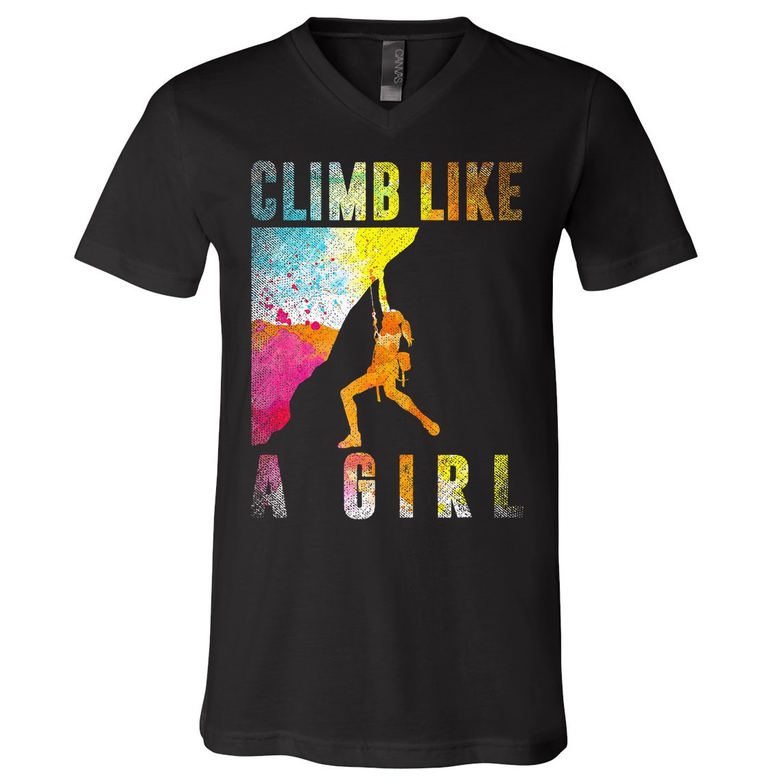 Bouldering Rock Climber Women Kids Rock Climbing V-Neck T-Shirt