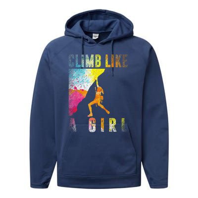 Bouldering Rock Climber Rock Climbing Performance Fleece Hoodie