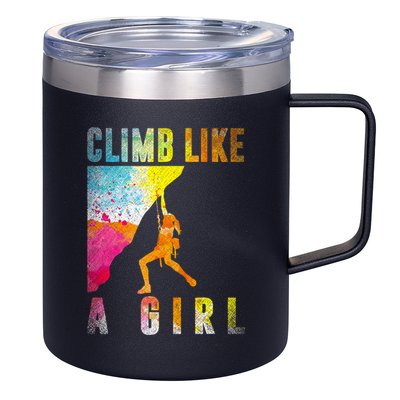 Bouldering Rock Climber   12oz Stainless Steel Coffee Mug