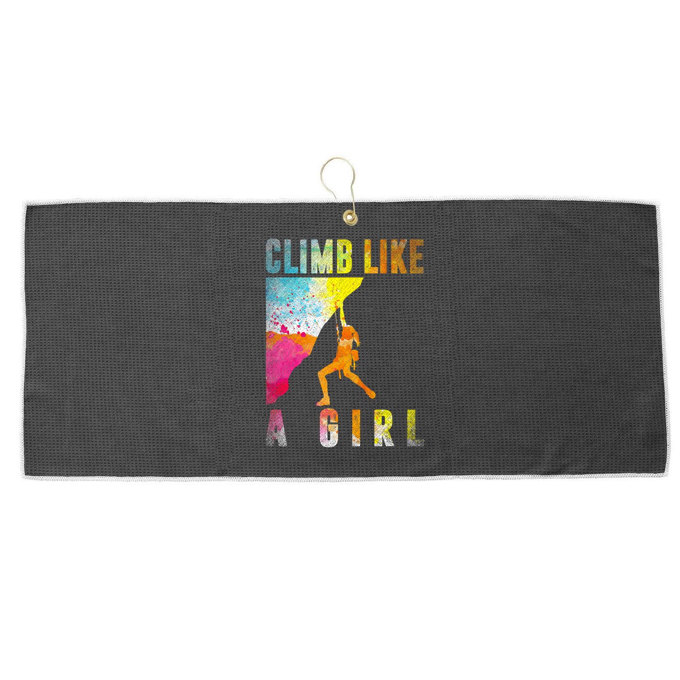 Bouldering Rock Climber   Large Microfiber Waffle Golf Towel