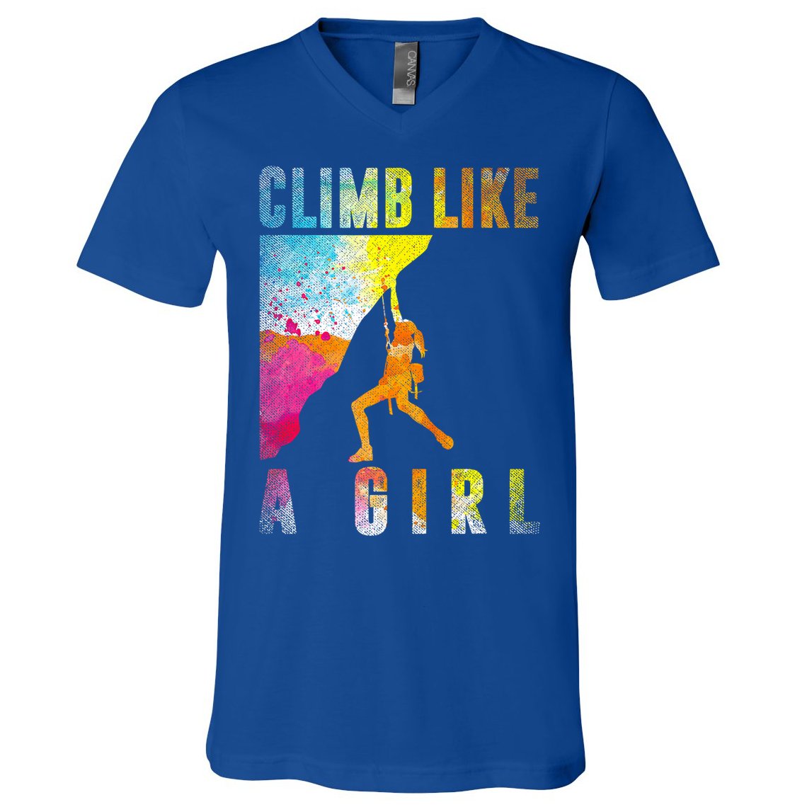 Bouldering Rock Climber   V-Neck T-Shirt