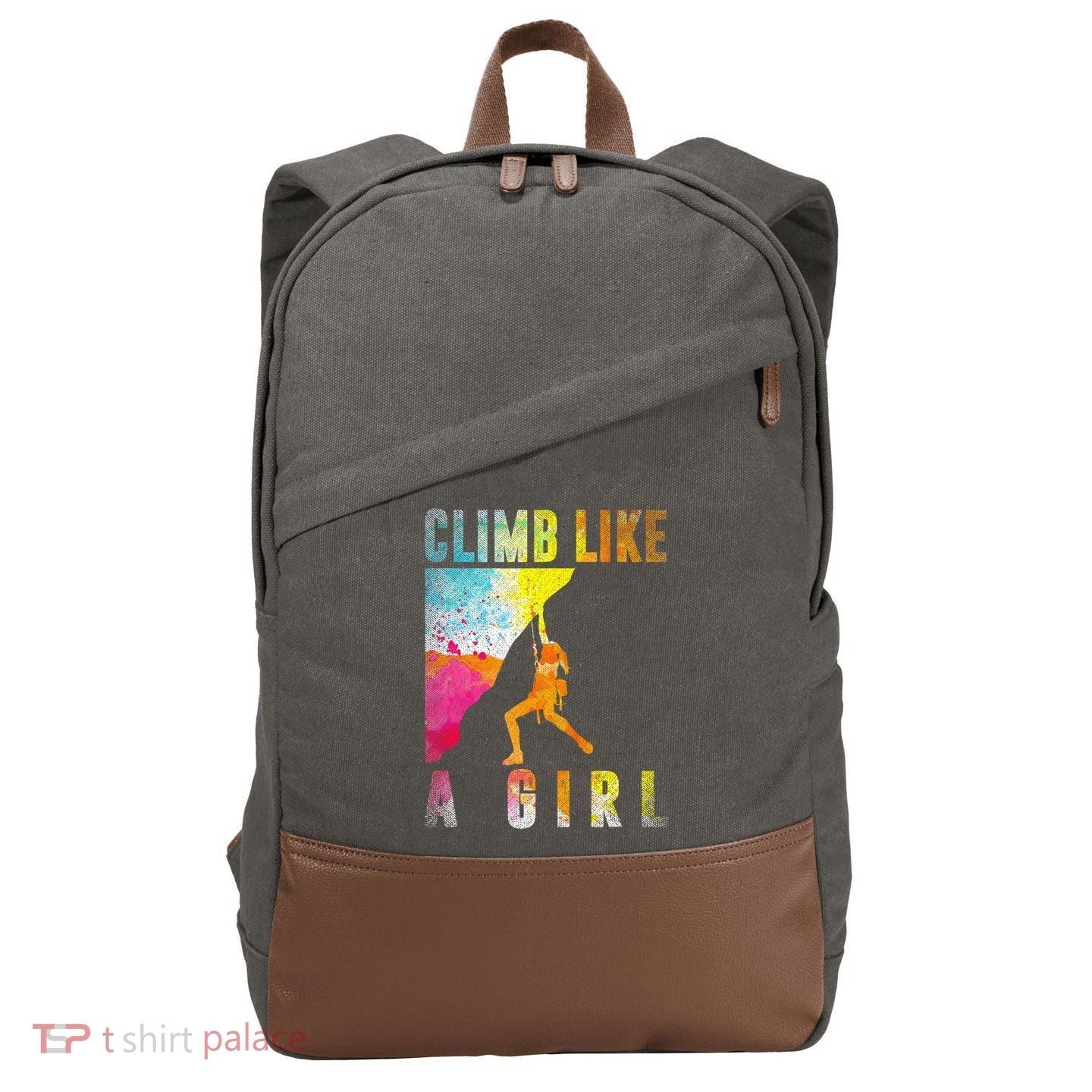 Bouldering Rock Climber   Cotton Canvas Backpack