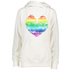 Big Rainbow Clouds Heart Tee Cute Valentines Day Gift Cute Gift Womens Funnel Neck Pullover Hood