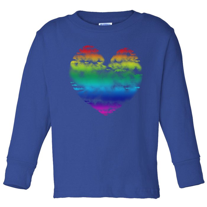 Big Rainbow Clouds Heart Tee Cute Valentines Day Gift Cute Gift Toddler Long Sleeve Shirt