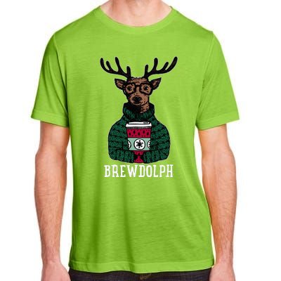 Brewdolph Reindeer Coffee Retro Christmas Coffee Xmas Adult ChromaSoft Performance T-Shirt