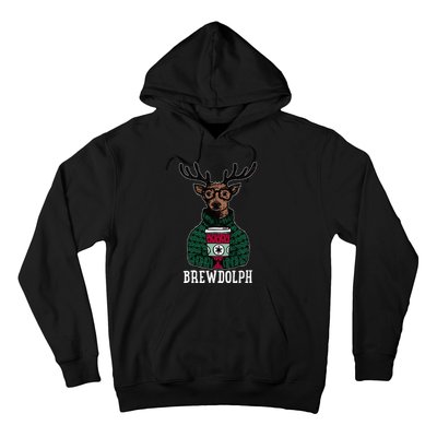 Brewdolph Reindeer Coffee Retro Christmas Coffee Xmas Hoodie