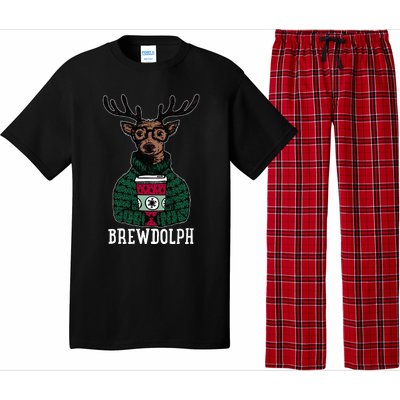 Brewdolph Reindeer Coffee Retro Christmas Coffee Xmas Pajama Set