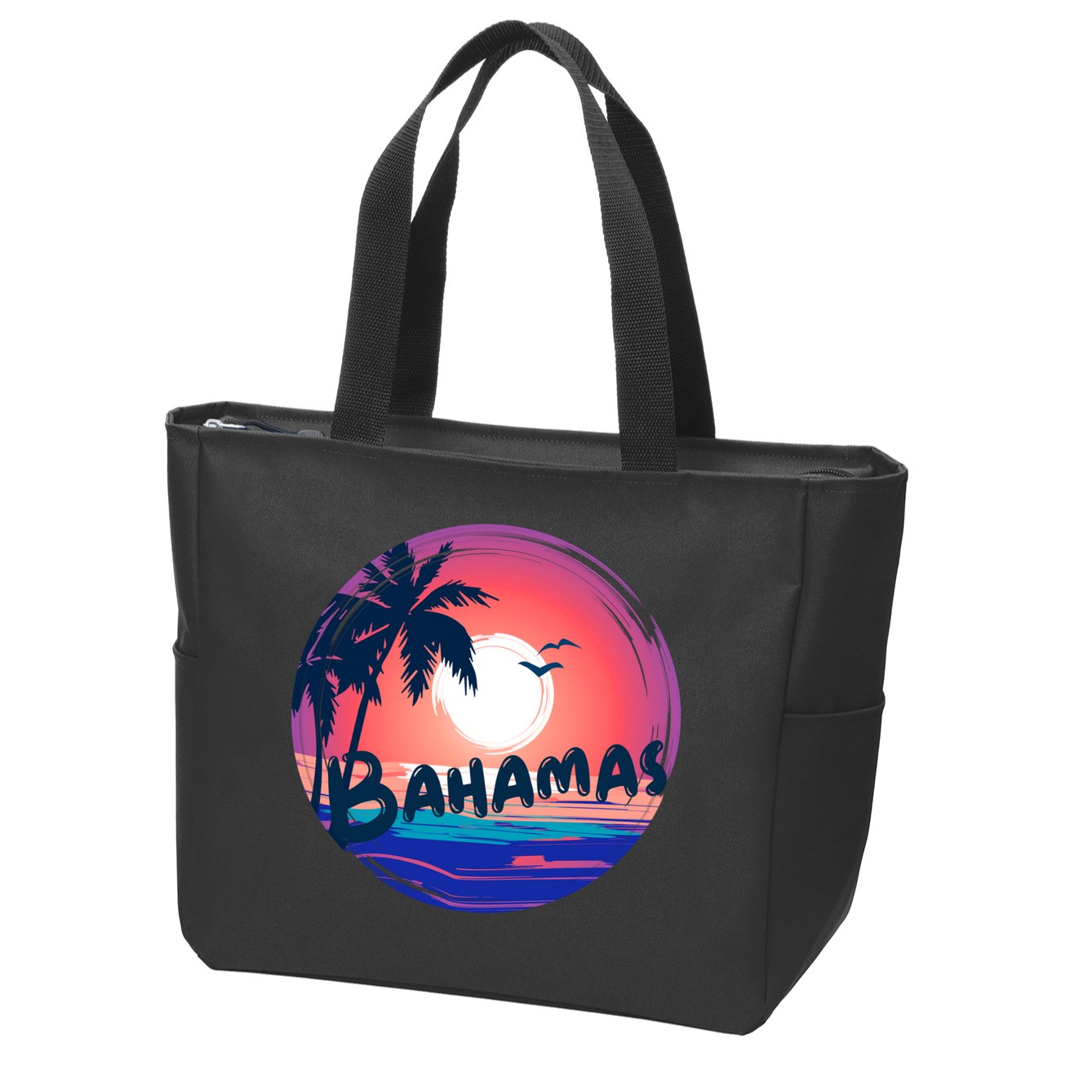 Bahamas Retro Circle Zip Tote Bag